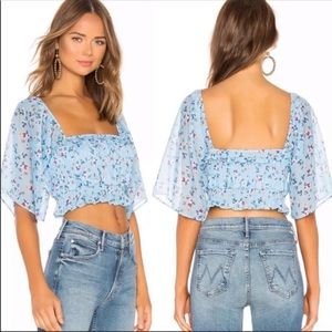 Revolve Tularosa Rosie Top in Carolina Blue Floral NWOT